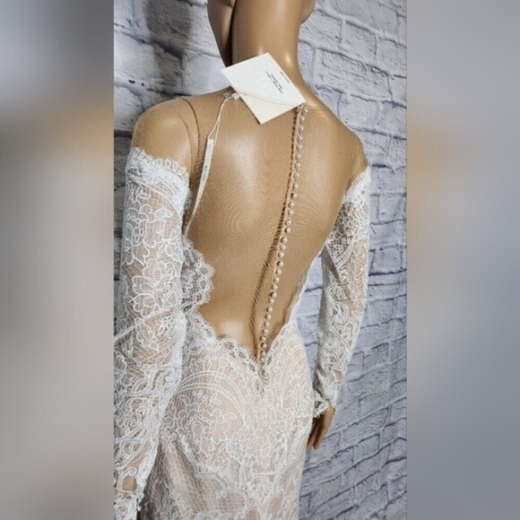 NWT Anthropologie BHLDN Watters Ula Blush lace sheet back wedding gown Sz 2 - Picture 13 of 16